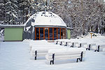 Der Pavillon im Rhododendronpark im Winter